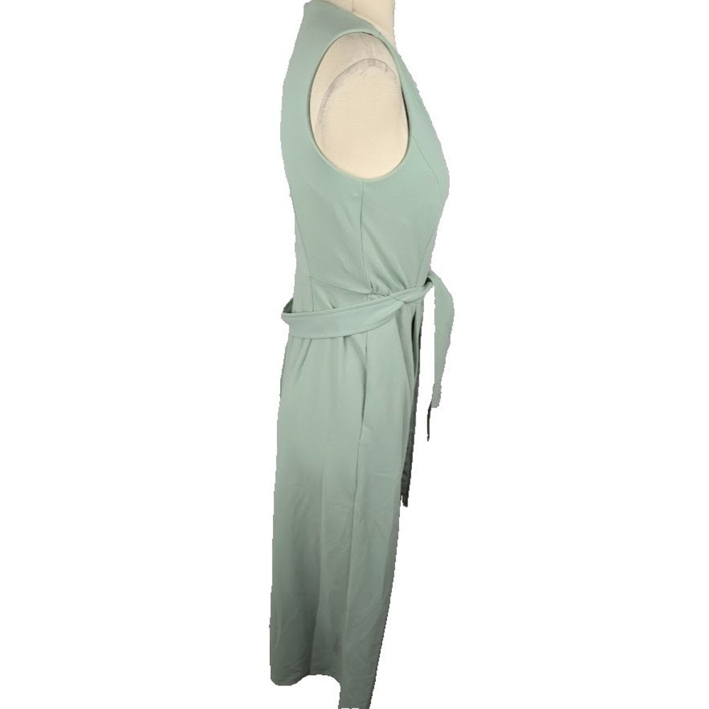 Calvin Klein Womens Cropped Jumpsuit Jadette Green Size 6 Belted Sleeveless - Picture 3 of 5